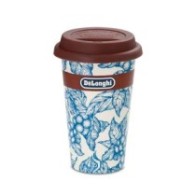 DLSC064 Delonghi taza térmica de cerámica Blue Flowers 300 ml con tapa de silicona