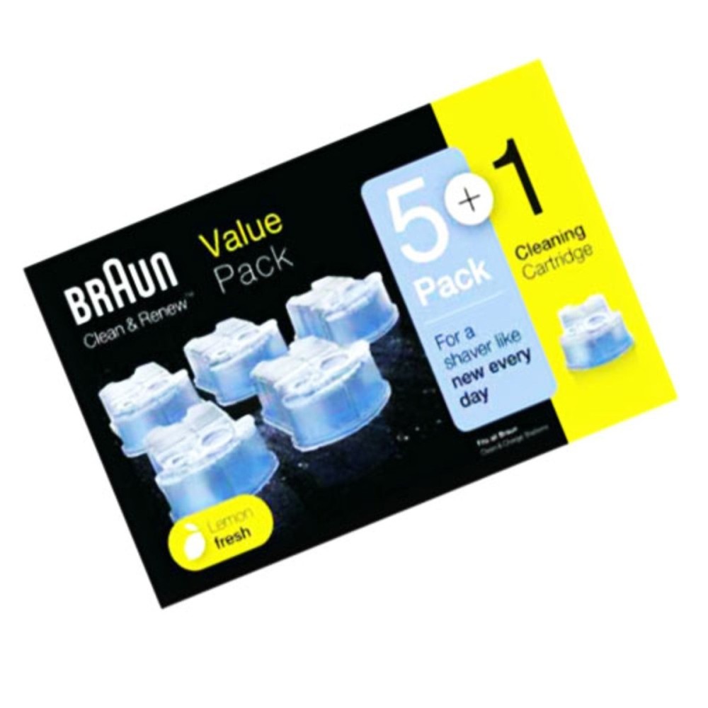 Pack de 6 cartuchos de afeitadora Braun Clean and Renew con aroma a limón fresco 81694576