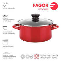 FAGOR - Olla Optimax con tapa Ø24 rojo mate para menaje de cocina - 81PSFGESO24