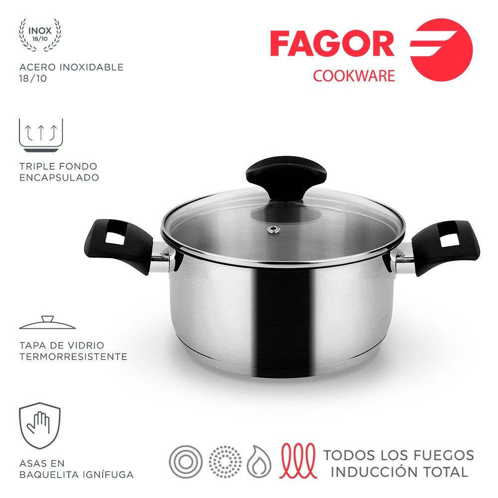 FAGOR - Caçarola Alaia com tampa Ø18 para utensílios de cozinha - 81PXFGCCAL8