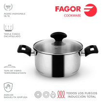 FAGOR - Cacerola Alaia con tapa Ø24 para menaje de cocina - 81PXFGCCAL4