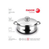 FAGOR - Caçarola Silverinox com tampa Ø24 para utensílios de cozinha - 81PXFGCCSI4