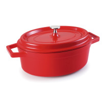 Lacor - Cacerola oval con tapa roja para equipos de cocina - 25927