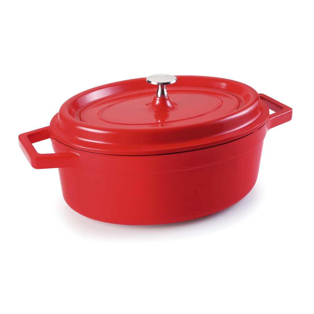 Lacor - Cacerola oval con tapa roja para equipos de cocina - 25927