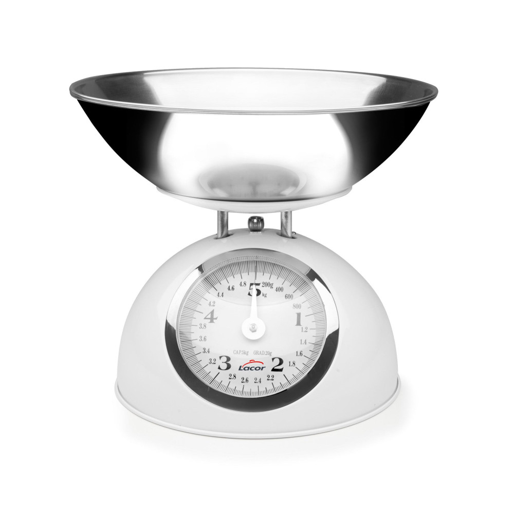 Lacor - Báscula mecánica Retro White para equipos de cocina - 61714