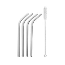 Lacor - Conjunto 4 palhinhas e escova inox para equipamentos de cozinha - 63131