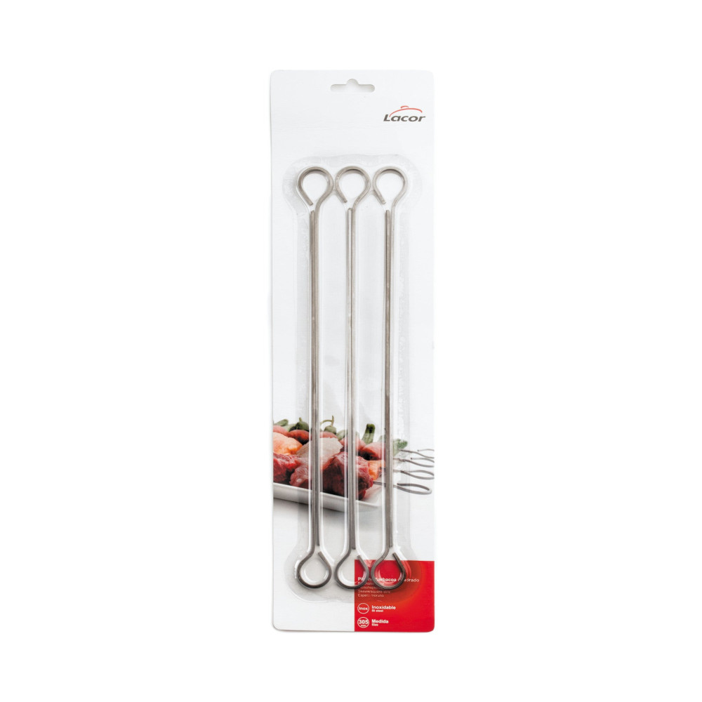 Lacor - Conjunto 6 espetos de inox para espetadas para equipamentos de cozinha - 62446