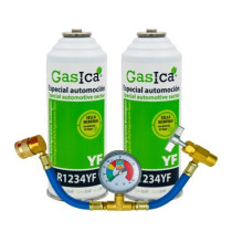 Gasica - Pack gas refrigerante R1234yf y manómetro para refrigeración - 470001324PM
