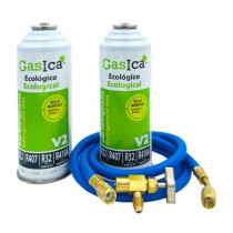 Gasica - Pack gas refrigerante R22 R32 R407 R290 R410A con manguera carga y válvula para refrigeración - 470001175PGR
