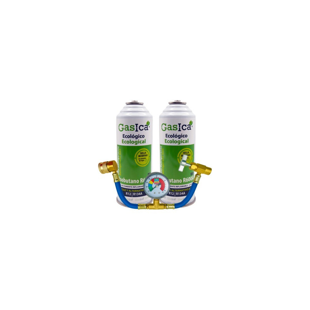 Gasica - Pack gas refrigerante R12 R134a + manómetro para refrigeración - 470001174PM
