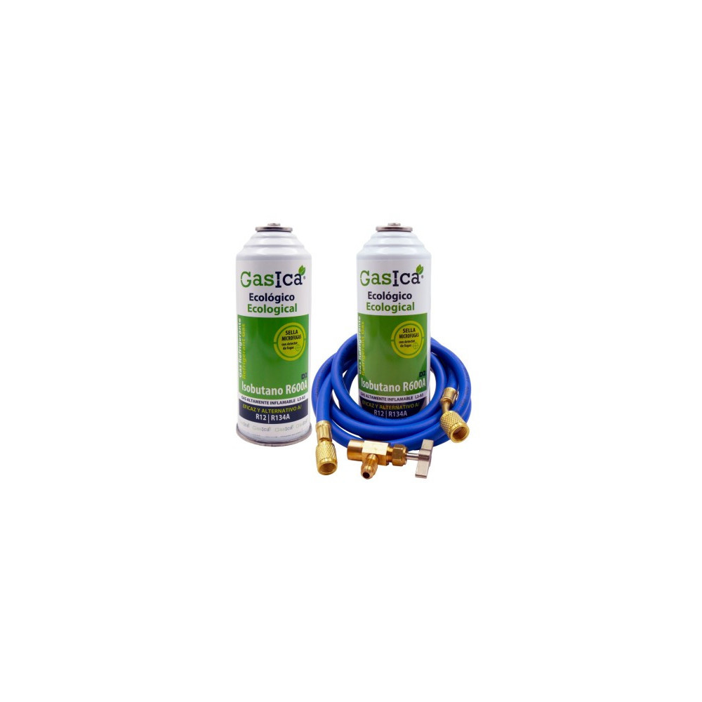 Gasica - Pack gas refrigerante R12 R134a con manguera y válvula para refrigeración - 470001174PGR