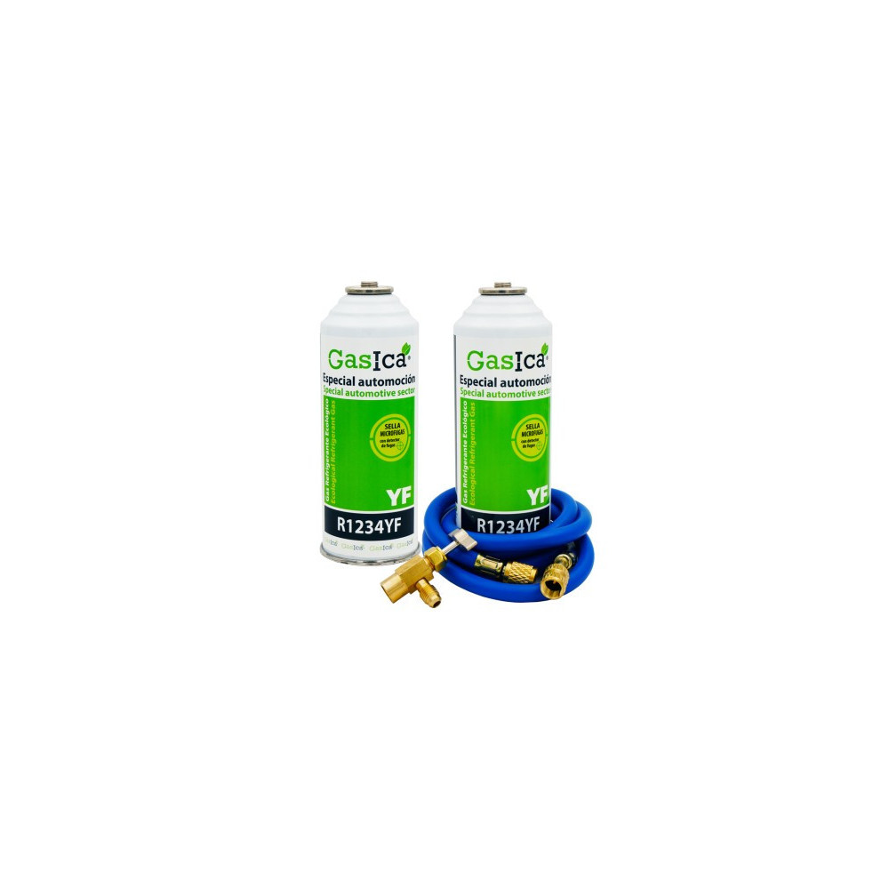 Gasica - Pack gas refrigerante R1234yf con manguera carga y válvula para refrigeración - 470001324PGR