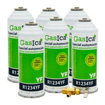Gasica - Pack 6 botellas gas refrigerante R1234yf y llave de servicio para refrigeración - 470001324P6R