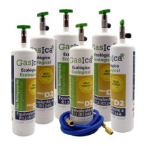 Gasica - Pack 6 botellas gas refrigerante R12 R134a y manguera carga para refrigeración - 470001174PROP6H