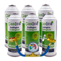 Gasica - Pack 6 botellas gas refrigerante R12 R134a + manómetro para refrigeración - 470001174P6M