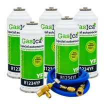 Gasica - Pack 5 botellas gas refrigerante R1234yf con manguera y válvula para refrigeración - 470001324P5GR