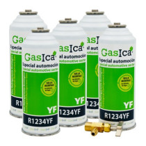 Gasica - Pack 5 botellas gas refrigerante R1234yf y llave de servicio para refrigeración - 470001324P5R