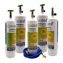 Gasica - Pack 5 botellas gas refrigerante R12 R134a y manguera carga para refrigeración - 470001174PROP5G
