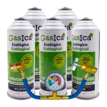 Gasica - Pack 5 botellas gas refrigerante R12 R134A + manómetro para refrigeración - 470001174P5M