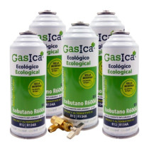 Gasica - Pack 5 botellas gas refrigerante R12 R134a y llave de servicio para refrigeración - 470001174P5R