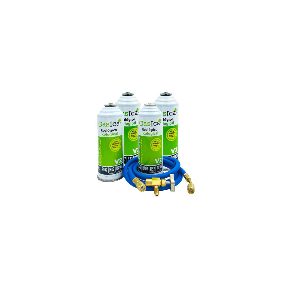 Gasica - Pack 4 botellas gas refrigerante R22 - R32 - R407 - R290 - R410A para refrigeración - 470001175P4HR