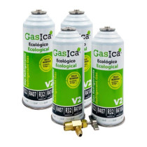 Gasica - Pack 4 botellas gas refrigerante y llave de servicio para refrigeración - 470001175P4R