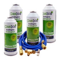 Gasica - Pack 4 botellas gas refrigerante R12 R134a con manguera y válvula para refrigeración - 470001174P4HR