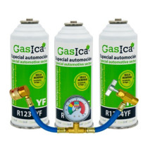 Gasica - Pack 3 botellas gas refrigerante R1234yf con manómetro para refrigeración - 470001324P3M