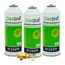Gasica - Pack 3 botellas gas refrigerante R1234yf y llave de servicio para refrigeración - 470001324P3R