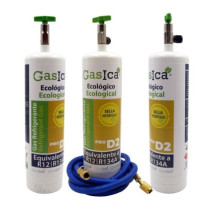 Gasica - Pack 3 garrafas de gás refrigerante R12 R134a com mangueira de carga para refrigeração - 470001174PROP3G