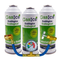 Gasica - Pack 3 garrafas de gás refrigerante R12 R134a com manómetro para refrigeração - 470001174P3M