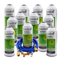 Gasica - Pack 12 botellas gas refrigerante R12 R134a, manguera carga y válvula para refrigeración - 470001174P12HR
