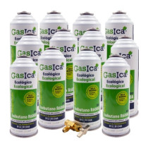 Gasica - Pack 12 botellas gas refrigerante R12 R134a y llave de servicio para refrigeración - 470001174P12R