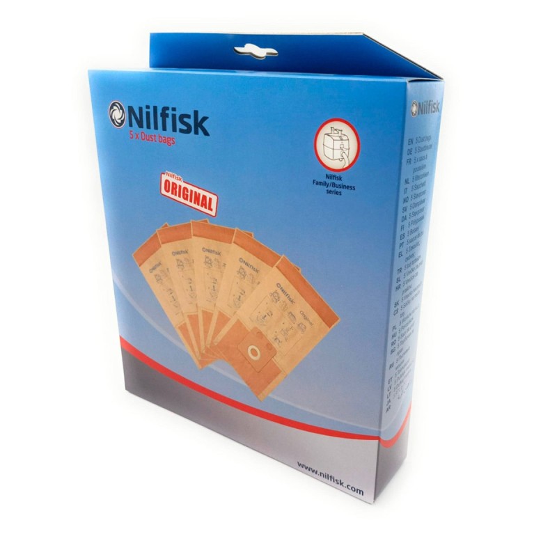 5 unidades - Bolsas aspiradora Nilfisk Business 9.5L - 82222900