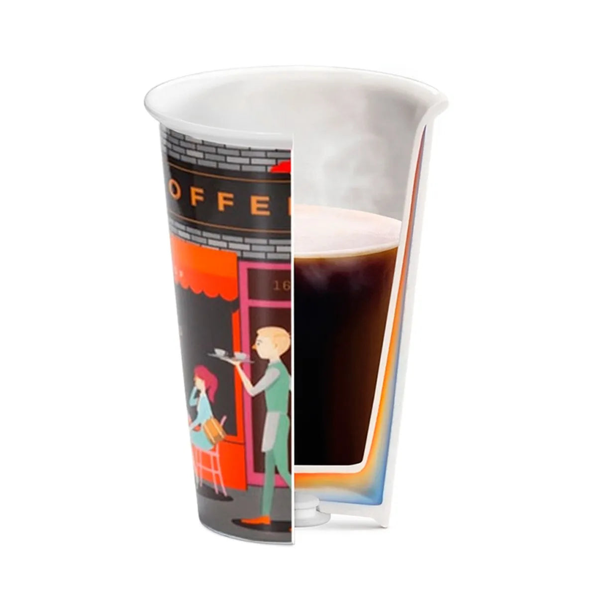 Delonghi taza térmica de cerámica y tapa de silicona Coffee Shop 300 ml  DLSC066