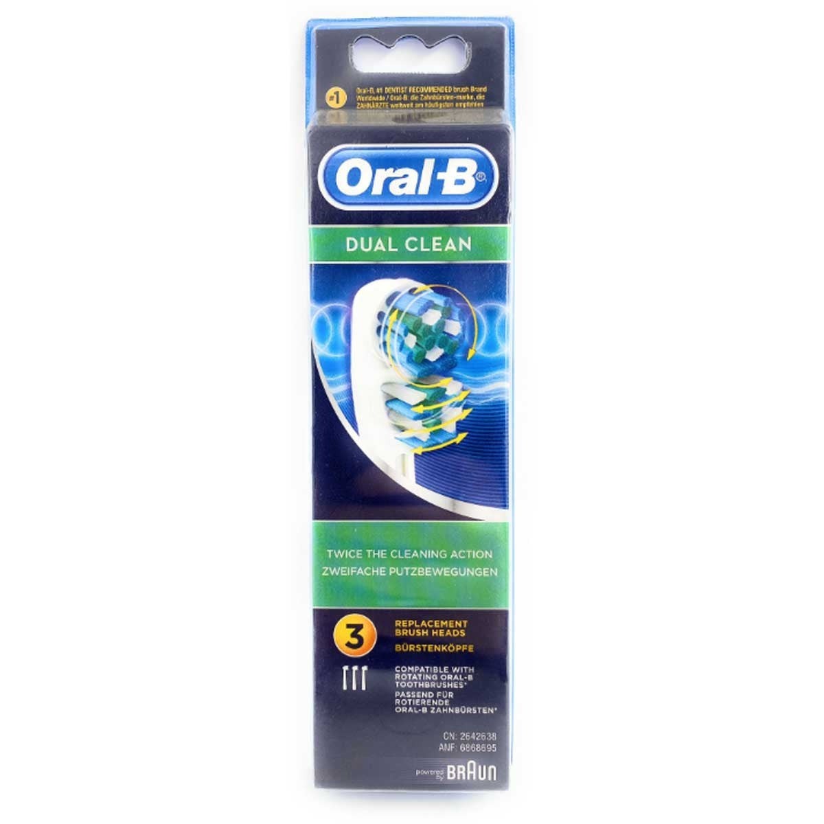 Recambio Braun Oral-B Dual Clean - Cepillo dental, 3 unidades - 80348388