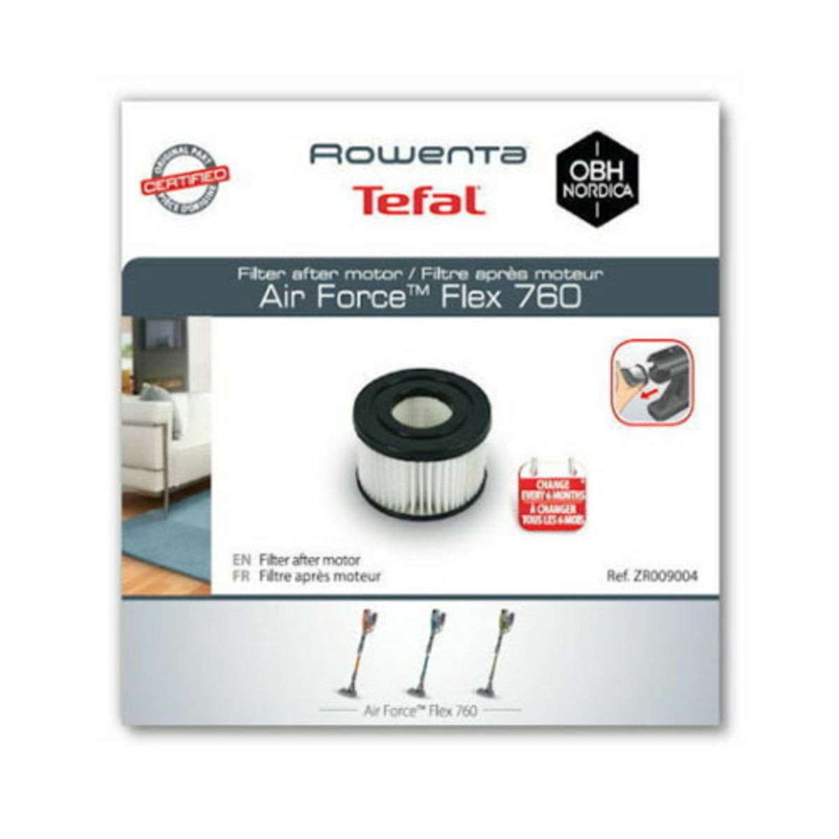 Recambio Rowenta Air Force 760 - Filtro HEPA para aspirador - ZR009004