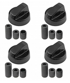 Recambio Universal - Top-Spares - Kit 4 mandos negros para cocina de gas - 16UN0512