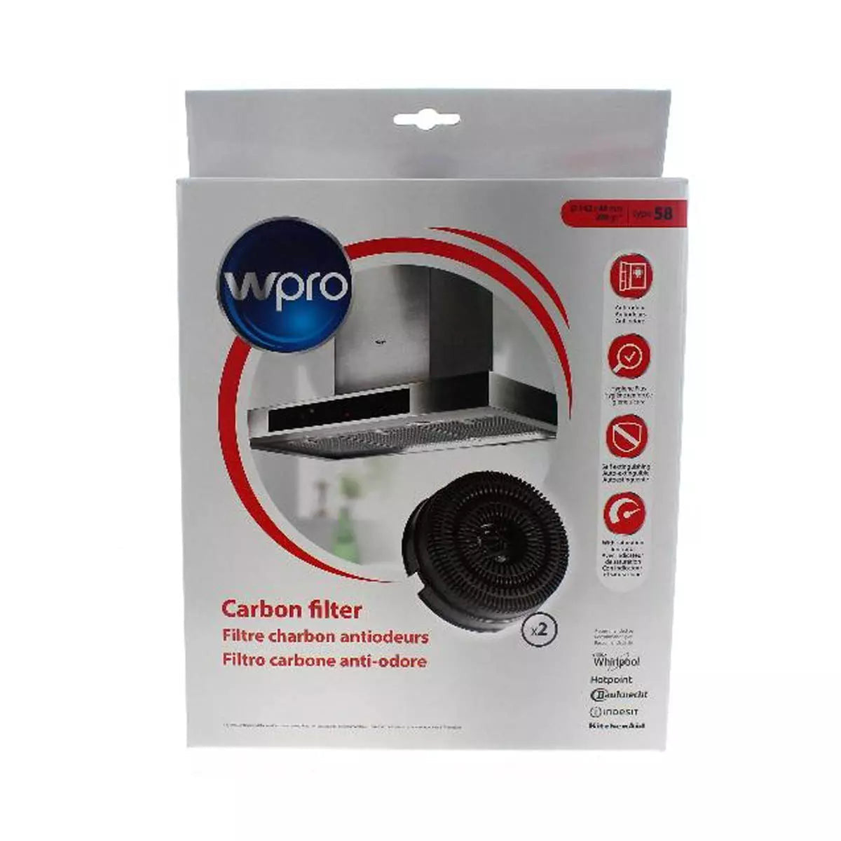 Recambio Whirlpool, Ikea - Filtro carbón para campana - 484000008782