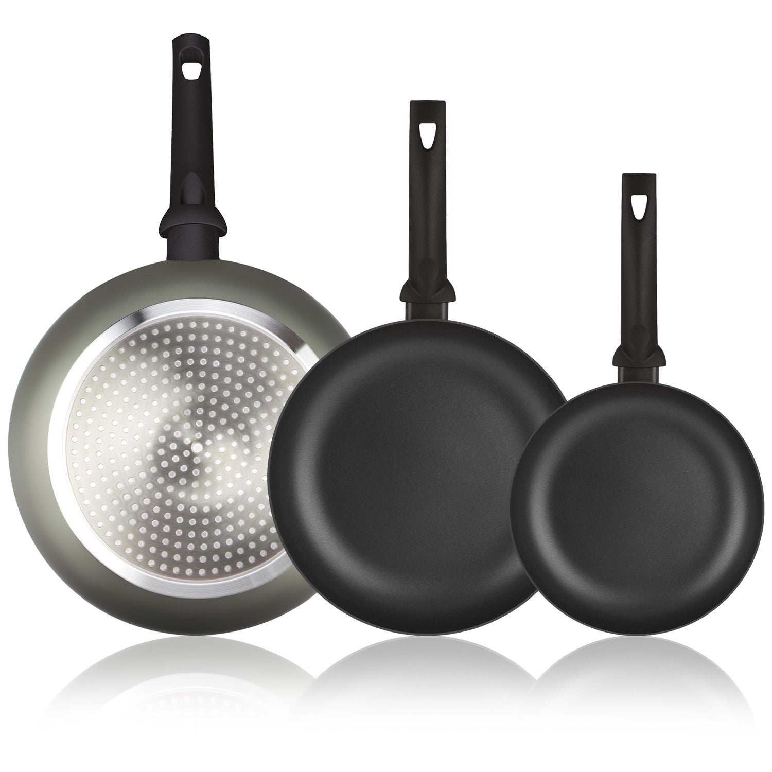 Recambio ALZA - Lote 3 sartenes aluminio 20 - 24 - 28 cm para menaje de cocina - 1770618