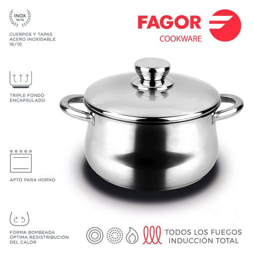 Recambio FAGOR Silverinox - Olla con tapa Ø20 para menaje de cocina - 81PXFGOASI0