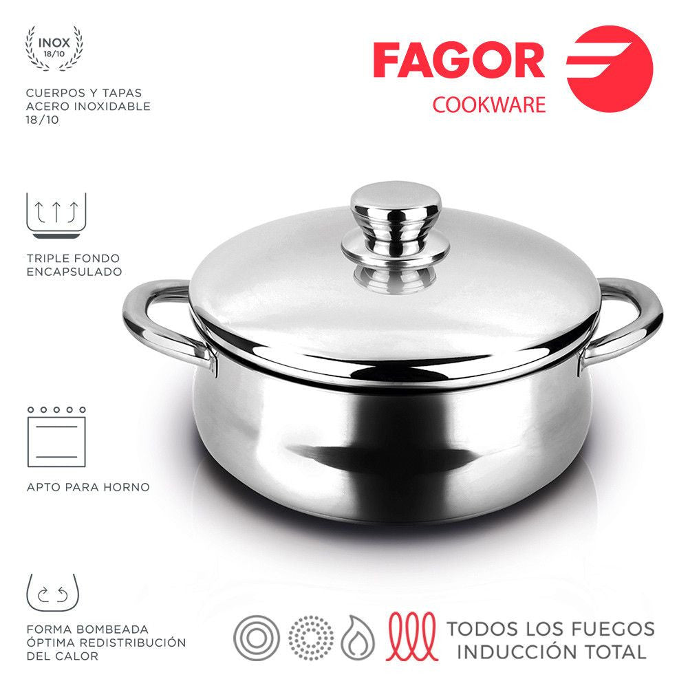 Recambio FAGOR - Cacerola Silverinox con tapa Ø20 para menaje de cocina - 81PXFGCCSI0