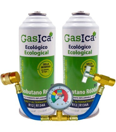 Recambio Gasica - Pack gas refrigerante R12 R134a + manómetro para refrigeración - 470001174PM
