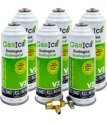 Recambio Gasica - Pack 6 botellas gas refrigerante para refrigeración - 470001175P6R