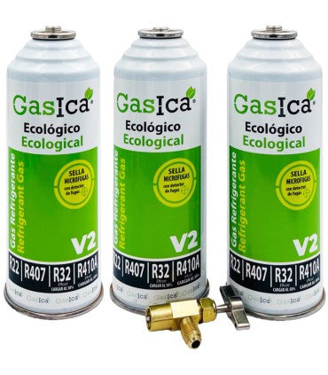 Recambio Gasica - Pack 3 botellas gas refrigerante para refrigeración - 470001175P3R