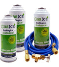 Recambio Gasica - Pack 3 botellas gas refrigerante R12 R134a, manguera carga y válvula para refrigeración - 470001174P3HR