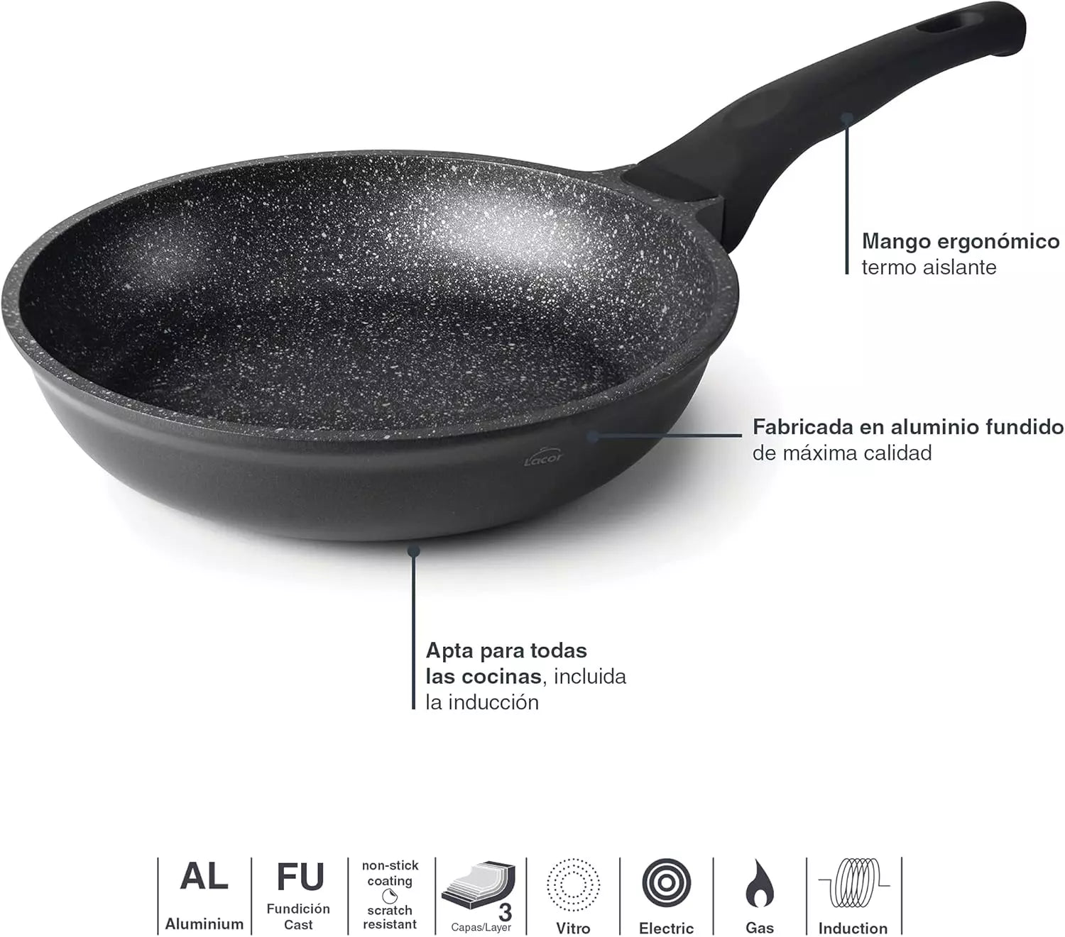 LACOR Sartén Eco-Piedra Aluminio Fundido 