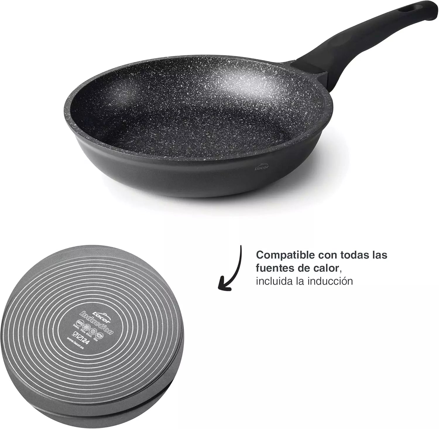 Lacor - Frigideira Ecológica - Pedra de Alumínio Fundido para Utensílios de Cozinha - 24118