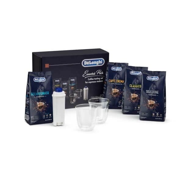 Recambio De'Longhi - Pack básico con café en grano, vasos para capuchino y filtro de agua - DLSC317