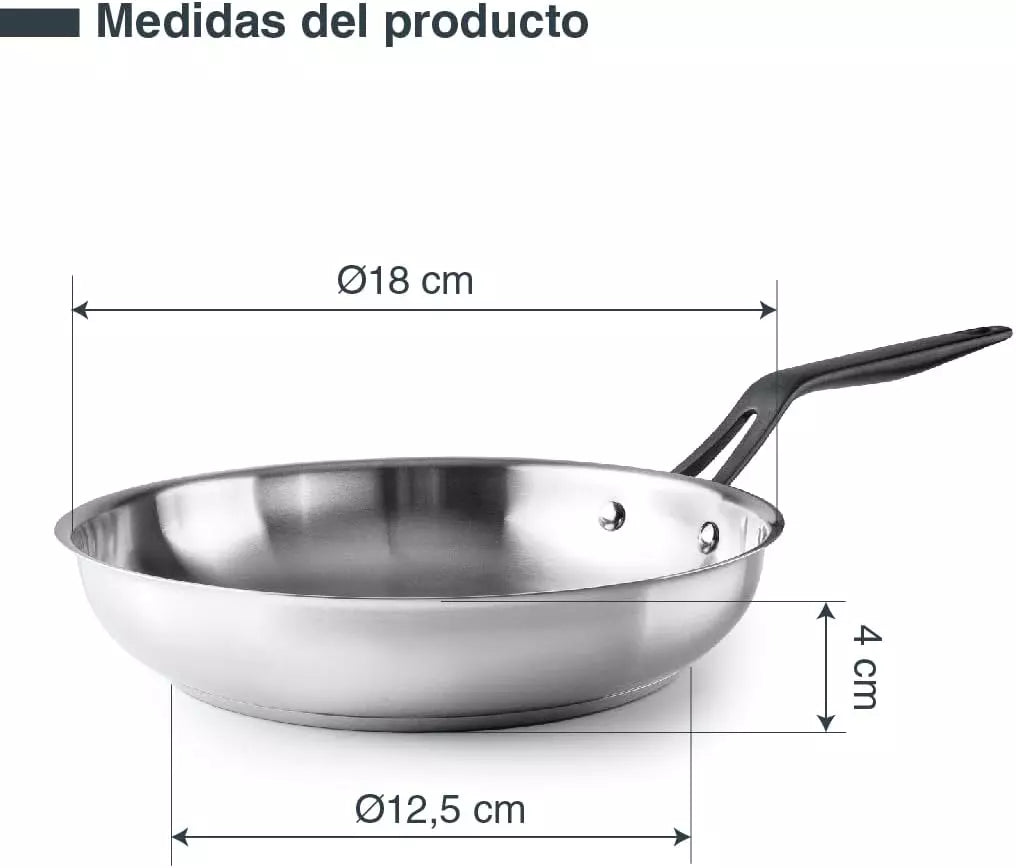 Lacor - Frigideira em aço inoxidável para utensílios de cozinha - 47318